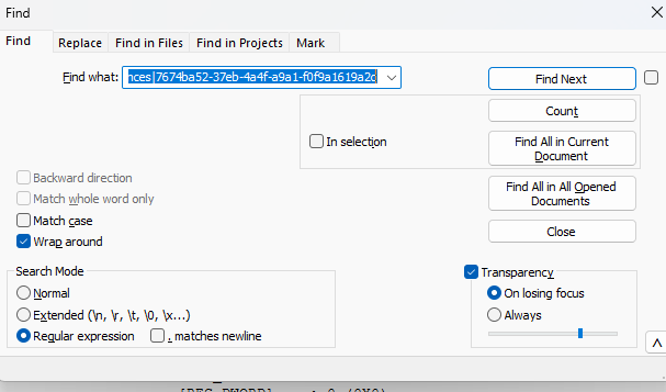Notepad++ Search MpRegistry